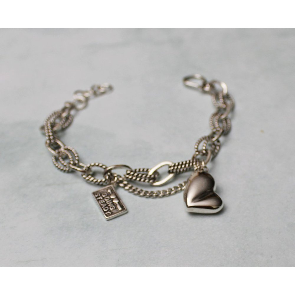 Silver Bracelet with A Heart Charm B6 - Picture 2 of 4